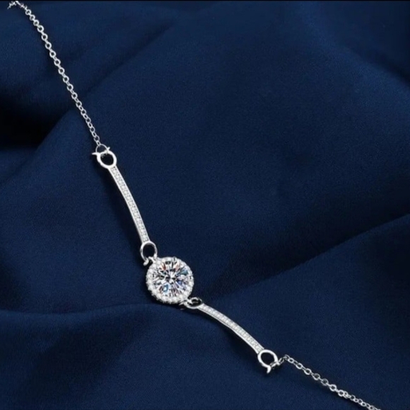 Moissanite Silver Tennis Bracelet Adjustable 2ct. Lab Created Diamond. - Picture 4 of 10